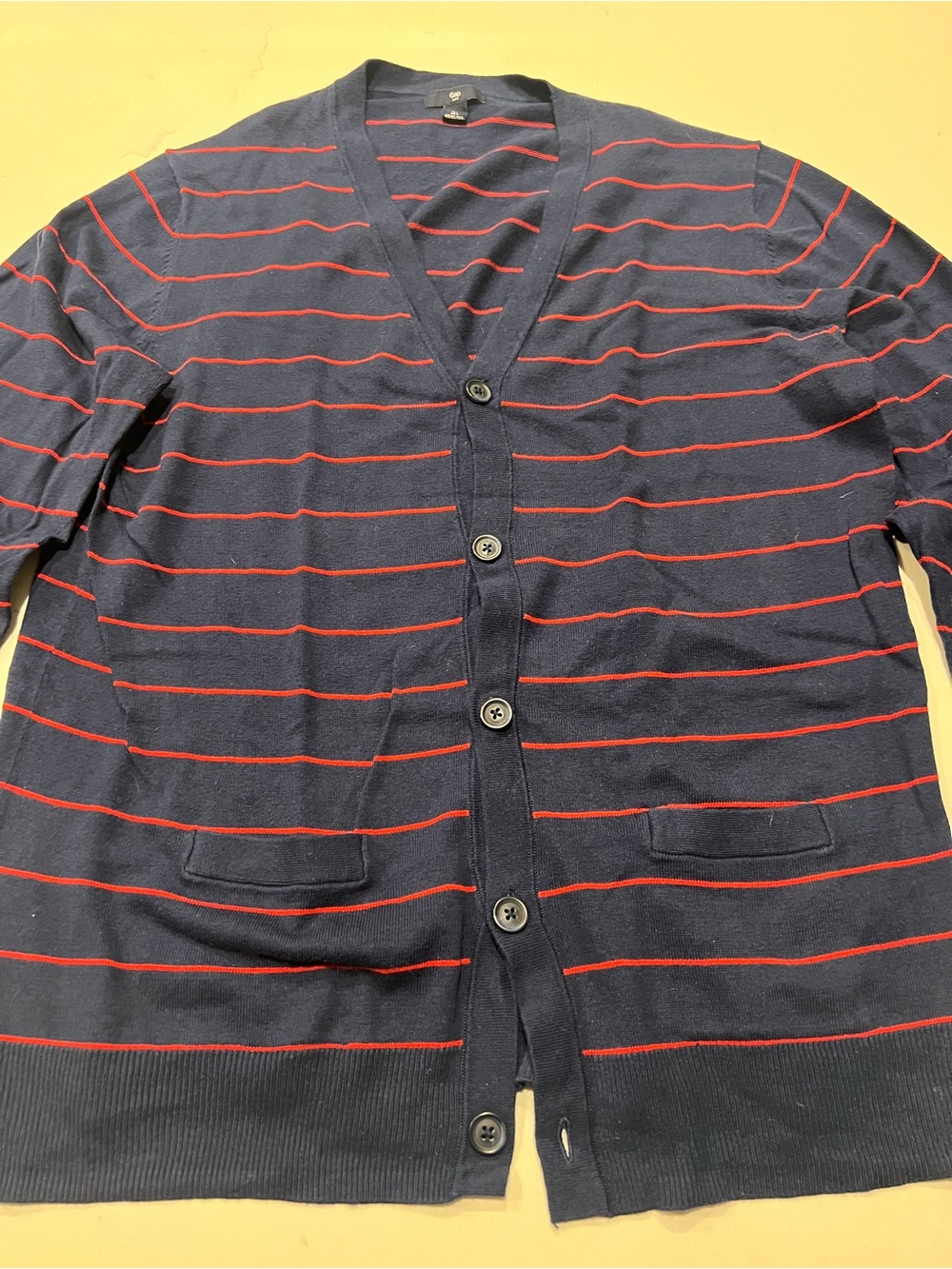 GAP Navy Cardigan with Red Stripes